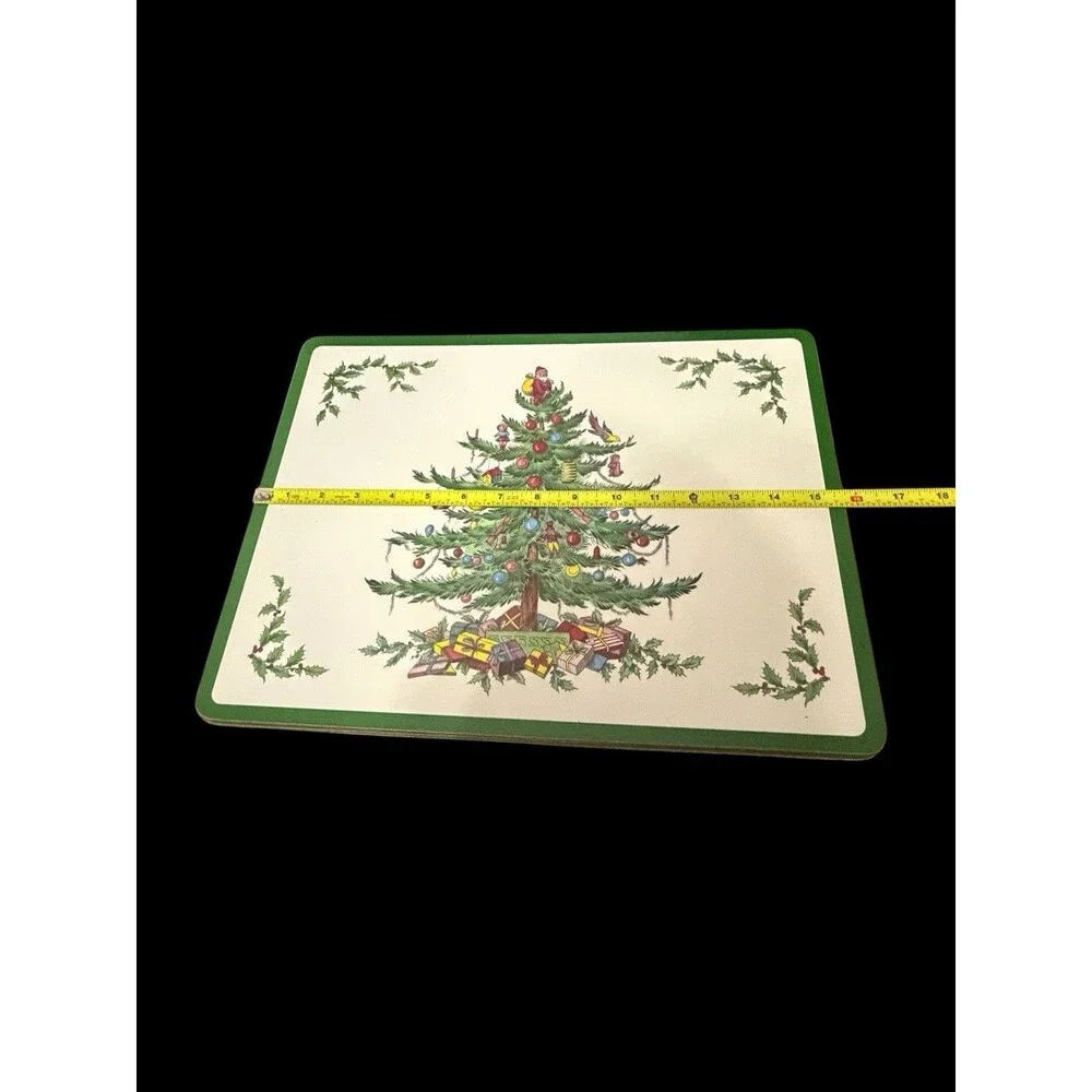 3 Spode Christmas Tree Placemats Pimpernel Acrylic Cork Backed England